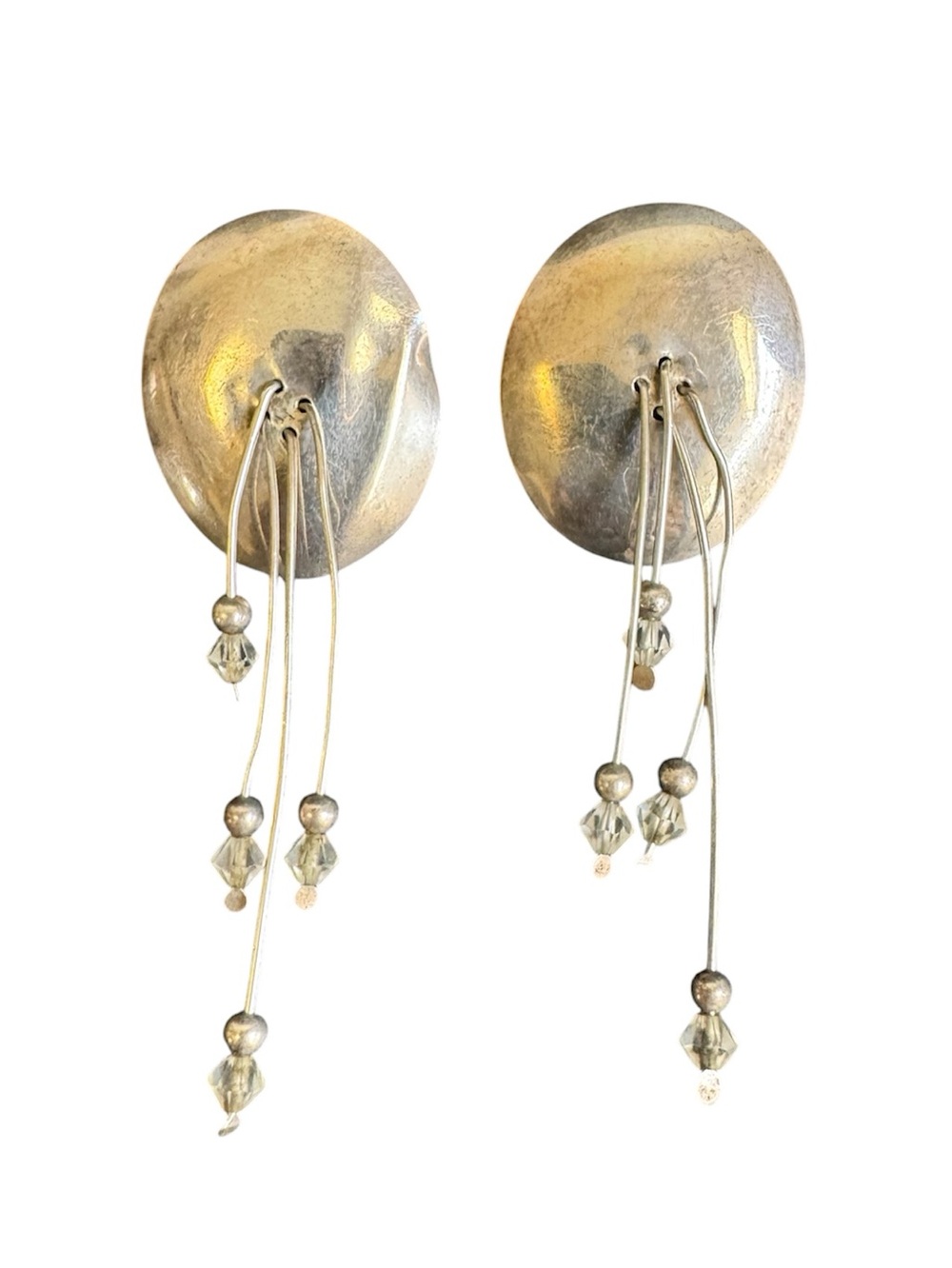 Vintage Sterling Silver Modernist Earrings Western Boho Concho Artisan Cellini